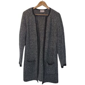 Cyrus Open Font Cozy Cardigan Gray Black Soft Sweater Duster Pockets Medium‎